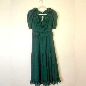 Moon River Forest Green Plaid maxi dress
Size small NWOT